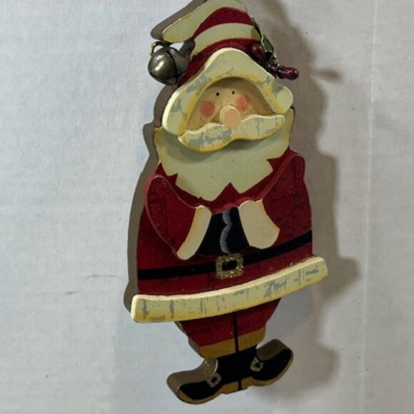 Wooden Christmas Santa Holiday Hanging Tree Ornament 5.5" - Picture 6 of 9